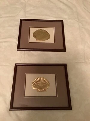 2 Framed Picture Set Figi Giftware Embossed Copper Gold Seashell PS 118 - Image 1 of 4
