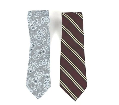 Lote de 2 corbatas de diseñador Preswick Moore para hombre a rayas rojas seda L-57 60 nuevas sin etiquetas Foto 1 de 4