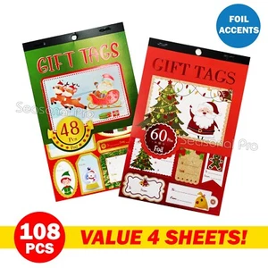 108pcs Christmas Sticker Self-adhesive Foiled Gift Name Tags Xmas Sealing Label - Picture 1 of 13