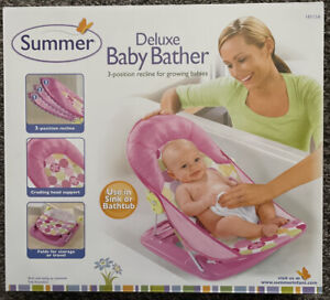 Summer Deluxe Baby Bather 18515A, Pink, 3-Position Recline, Foldable & More, NEW