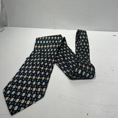 ENZO Ballagio геометрический/разноцветный мужской галстук 100% шелк ручной работы в Италии - Изображение 1 из 4