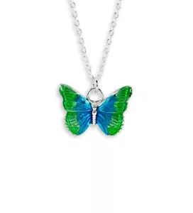 Nuevo Collar Mariposa Azul Verde Plata Esterlina .925 S-478azul - Imagen 1 de 1