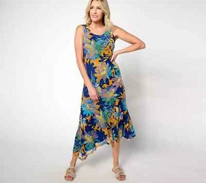 Vestido Attitudes Renee Triple Malla Dobladillo Asimétrico-Floral Tropical-2X-NUEVO CON ETIQUETAS-A641694 - Imagen 1 de 2