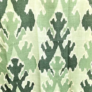 Western Designer Geometric Upholstery Fabric 100% Linen Green Jade 25" x 24" USA - Picture 1 of 4