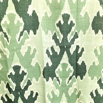 Western Designer Geometric Upholstery Fabric 100% Linen Green Jade 25" x 24" USA - Image 1 of 4
