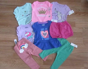 Lot of 8 Osh Kosh B'gosh Old Navy Gap 6-9-12 months T-shirts Leggings Baby Girl - Picture 1 of 9