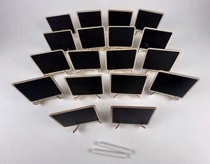 Mini Black Chalkboards With Stands Set of 18 With 2 Chalks 4" x 3" - Picture 1 of 7