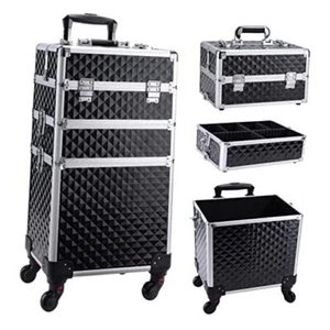 3 in 1 rollendes Make-up Zugetui professioneller Kosmetikwagen schwarz Vintage - Bild 1 von 7
