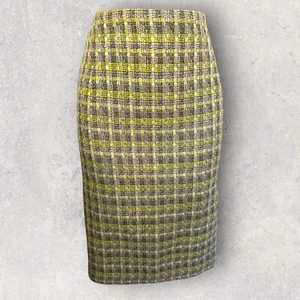 Laura Ashley Damen neon limette weiß schwarz Tweed Bleistiftrock, Taschen UK 16 - Bild 1 von 5