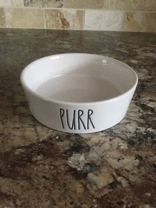 Rae Dunn PURR kleine runde Katze Katzennapf Schale elfenbein schwarz LL Futter Wasser Milch Rarität - Bild 1 von 12