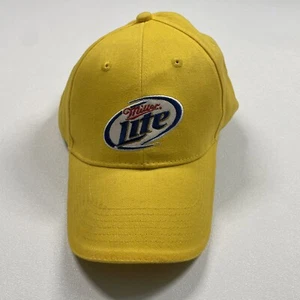 Miller Lite Hat Cap Men’s Yellow Strapback Embroidered - Picture 1 of 11