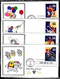 2750-3 29c Stamps (1993) THE CIRCUS ACTS FDC SET HD/HP FROM JULIAN PUGH !!! - Picture 1 of 4