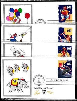 2750-3 29c Stamps (1993) THE CIRCUS ACTS FDC SET HD/HP FROM JULIAN PUGH !!! - Image 1 of 4