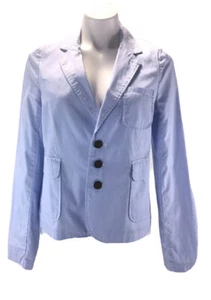 Cartonnier Anthropologie Womens M Blue White Striped Blazer Jacket Long Sleeve - Picture 1 of 11
