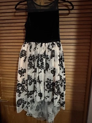 Pink and Violet Girls Dress Black and Pink with Glitter Flowers Size 12 - Image 1 of 3