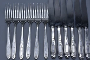 Oneida Community GROSVENOR 6 Dinner Forks & 6 Dinner Knives Silverplate Mono P - Picture 1 of 13