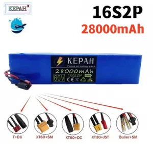 New 16S2P 60V 28Ah Battery Pack with Large Capacity Batteries +Charger Plug - Imagen 1 de 12