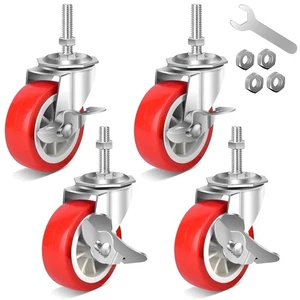 Roulettes à tige robustes 3 pouces roues pivotantes - 3/8" -16 x 1-1/2" charge 600 lbs - Photo 1/7