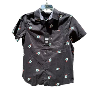 NEW Eighty Eight Christmas Button Up Shirt Holiday Snowman Short Sleeve - Mens M - Picture 1 of 13