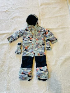 Burton 4 T Snowsuit Toddler Blue Scribble Hooded One Piece - Picture 1 of 7