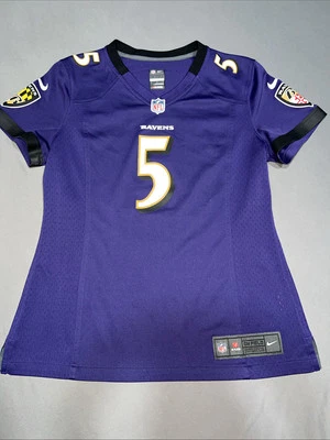 耐克巴尔的摩乌鸦队球衣女式 M 紫色 5 Joe Flacco -3637 — 第 1/4 张图片