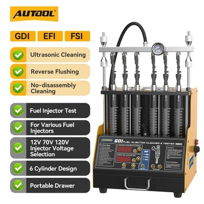 GDI EFI FSI PFI Ultrasonic Fuel Injector Cleaning Tester Machine Leak Test 110V - Image 1 of 4
