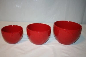 3 rote Steinzeug Satzschalen Signatur - Bild 1 von 6
