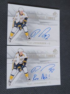 2016-17 UD SP AUTHENTIC RYAN JOHANSEN SOTT-JO SIGN OF THE TIMES 2 CARDS INSCRIBE