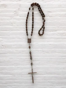 Vintage Wooden Wall Rosary With Crucifix Large Catholic Home Decor 60 inches - Picture 1 of 11