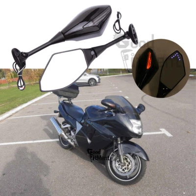Espejos retrovisores LED brillantes para motocicleta Honda CBR1100XX CBR1000RR con señales de giro azules Foto 1 de 4