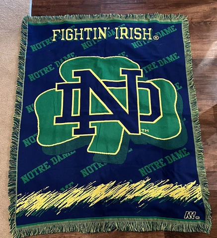 The Northwest Company 'Fighting Irish' Notre Dame Navy/Green Throw Blanket Cover