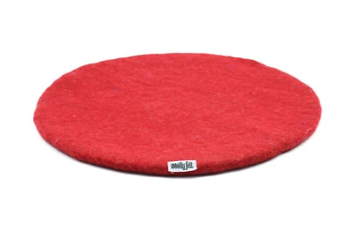 Rosy Red Felt Chair Pad In Round | Handmade Woolen Seat Pad For Comfort Sitting - Image 1 of 4