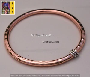Thick Copper Bangle, Solid Copper Hammered Bangle Silver Link Bracelet Women - Picture 1 of 8