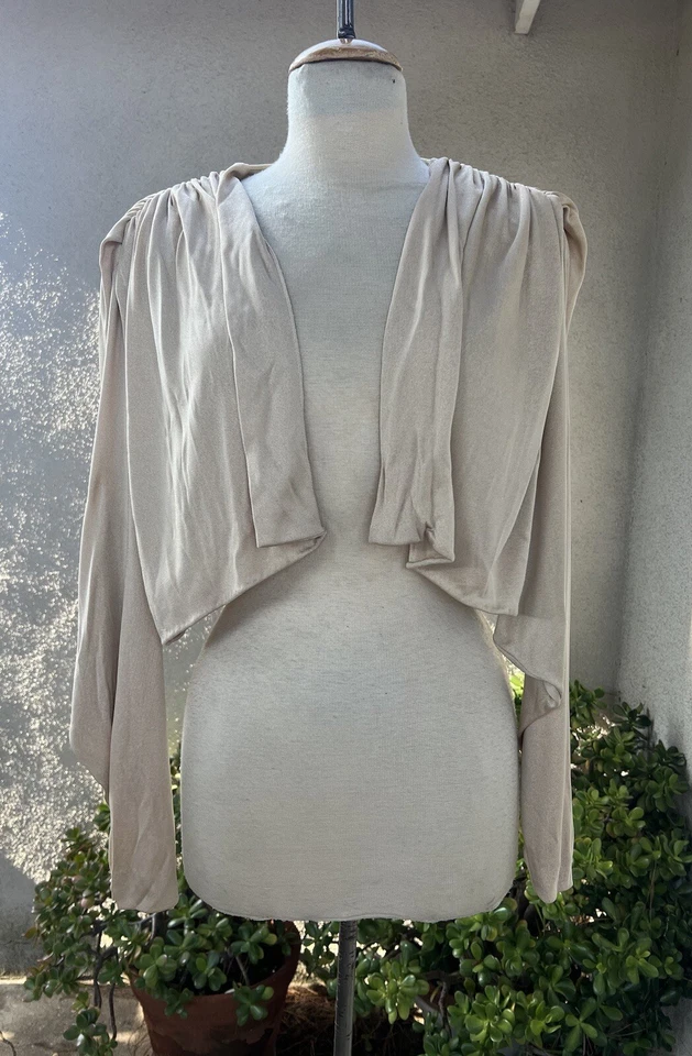 Chaqueta Bolero De Colección Años 70 Disco Encogida de Encogimiento Champagne Crema Jersey Talla 8 Frank Composto Foto 1 de 4