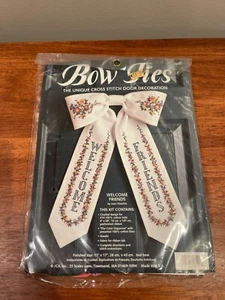 JCA Bow Ties The Unique Cross Stitch Door Decoration Welcome Friends NIP USA - Picture 1 of 2