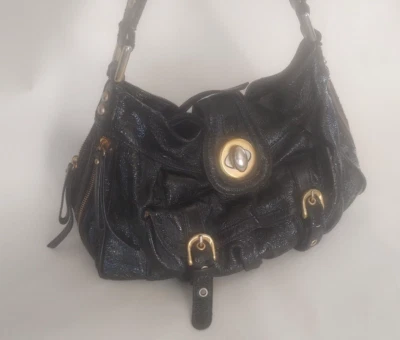 Bolso Steven by Steve Madden Vintage Negro Charol Genuino Forro Leopardo Foto 1 de 4