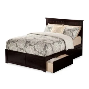 AFI Nantucket King Solid Wood Bed with Storage Drawers in Espresso - Picture 1 of 9