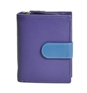 Golunski leather tab fastening purse st 8006 db range multi Col Purp/blue rfid - Imagen 1 de 2