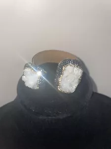Custom Made Genuine Leather Druzy Made with Swarovski Crystals Bracelet - Picture 1 of 2
