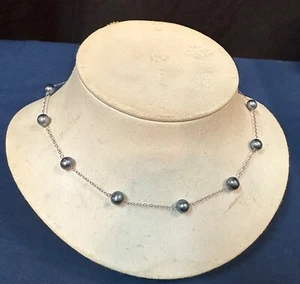 Black Pearl & 14K Chain Choker - Picture 1 of 2