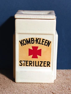 VINTAGE RARE NEAR PERFECT 1930s PORCELAIN KOMB-KLEEN BARBER COMB STERILIZER - Picture 1 of 6