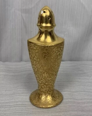 Repuesto de salero o pimentero de colección, floral incrustado dorado, Japón 5,25" de alto Foto 1 de 4