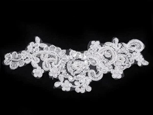 (3,99€/St.) 1 Spitze 8x22cm Applikation Aufnäher Stickerei Spitzeneinsatz Nr.:31 - Bild 1 von 5