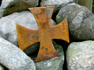 Iron Cross -Ruggine- Hot Rod, Ratti, Buggy, 18x18cm in Acciaio 3mm Decorazione Chopper - Foto 1 di 4