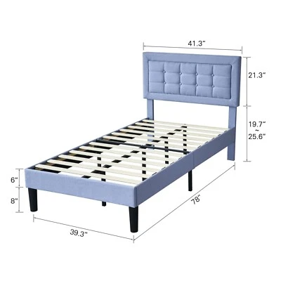 Каркас кровати VECELO Twin/Full/Queen размер с обивкой изголовье прочная поддержка планок - Изображение 1 из 4