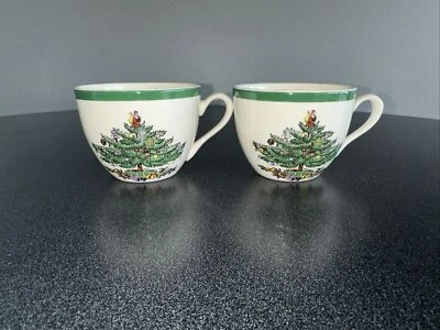 LOT of 2-VINTAGE SPODE CHRISTMAS TREE COFFEE/TEA CUP- 1980s - ENGLAND - Image 1 of 4