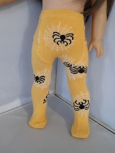 Medias de araña amarilla calabaza de Halloween para muñecas American Girl de 18 pulgadas - Imagen 1 de 4