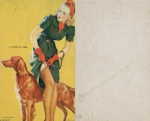 PIN UP GIRL mit HUNDEMUTOSKOP VINTAGE POSTKARTE - Bild 1 von 1