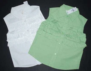 Nuevo con etiquetas Nuevo TCP Blanco Verde Sin Mangas Volantes Camisa Top XS 4 4T - Imagen 1 de 3