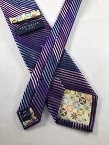TED BAKER Silk Tie ~ $85 Purple Pink Blue Ombre Striped Pattern 4174